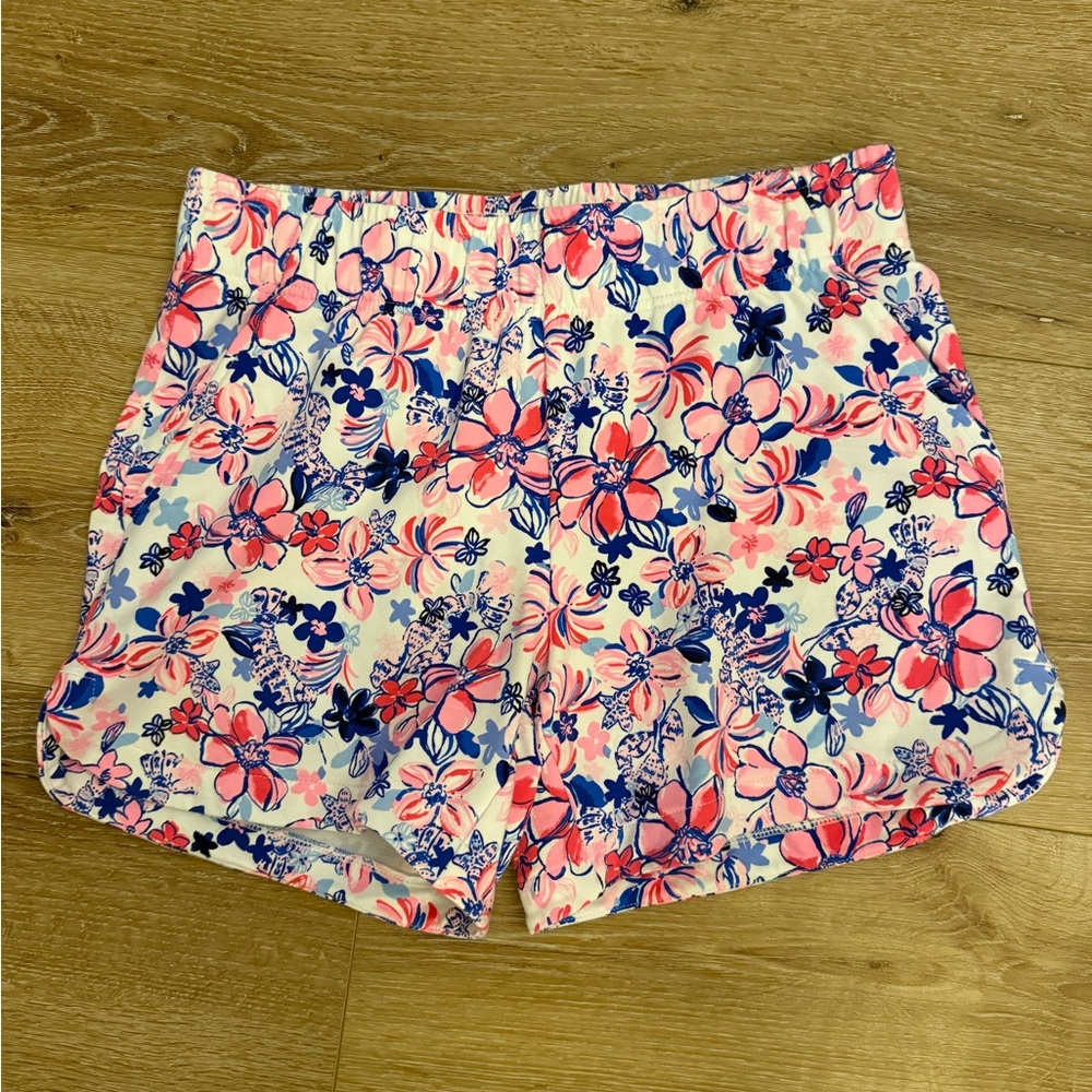 Lilly Pulitzer Women’s Knit Pink and Blue Floral High Waist Shorts